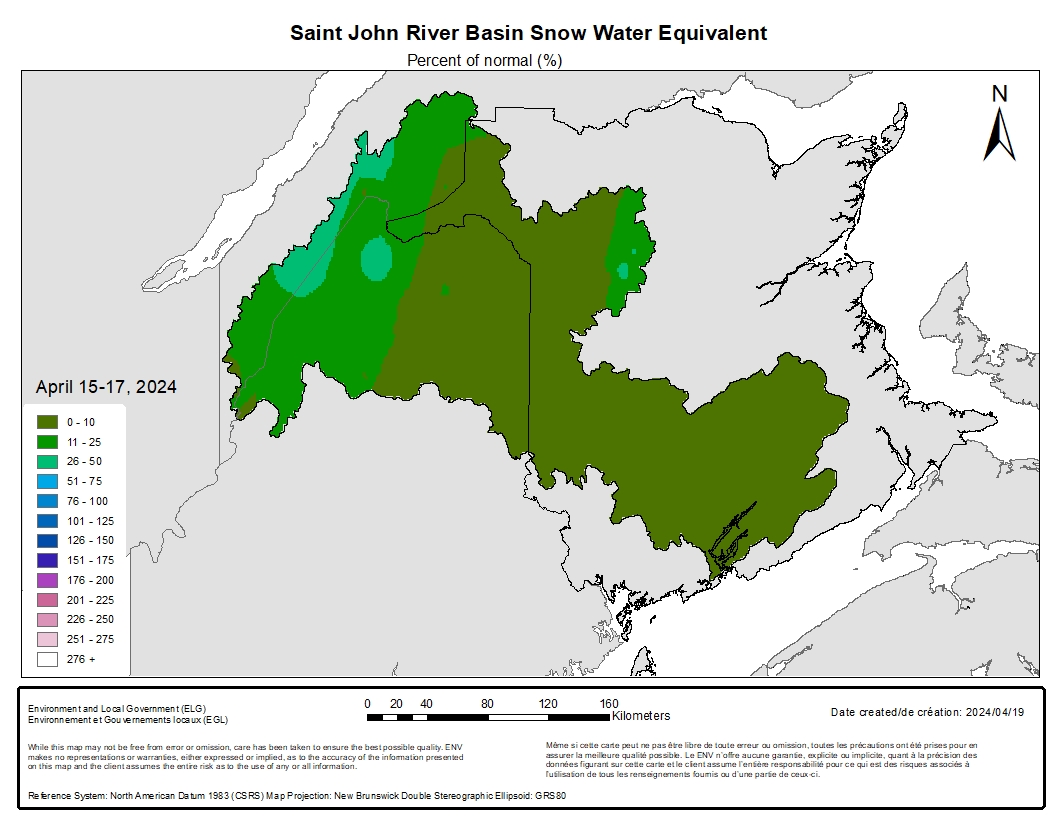 Saint John River Basin Snow Water Equivilant