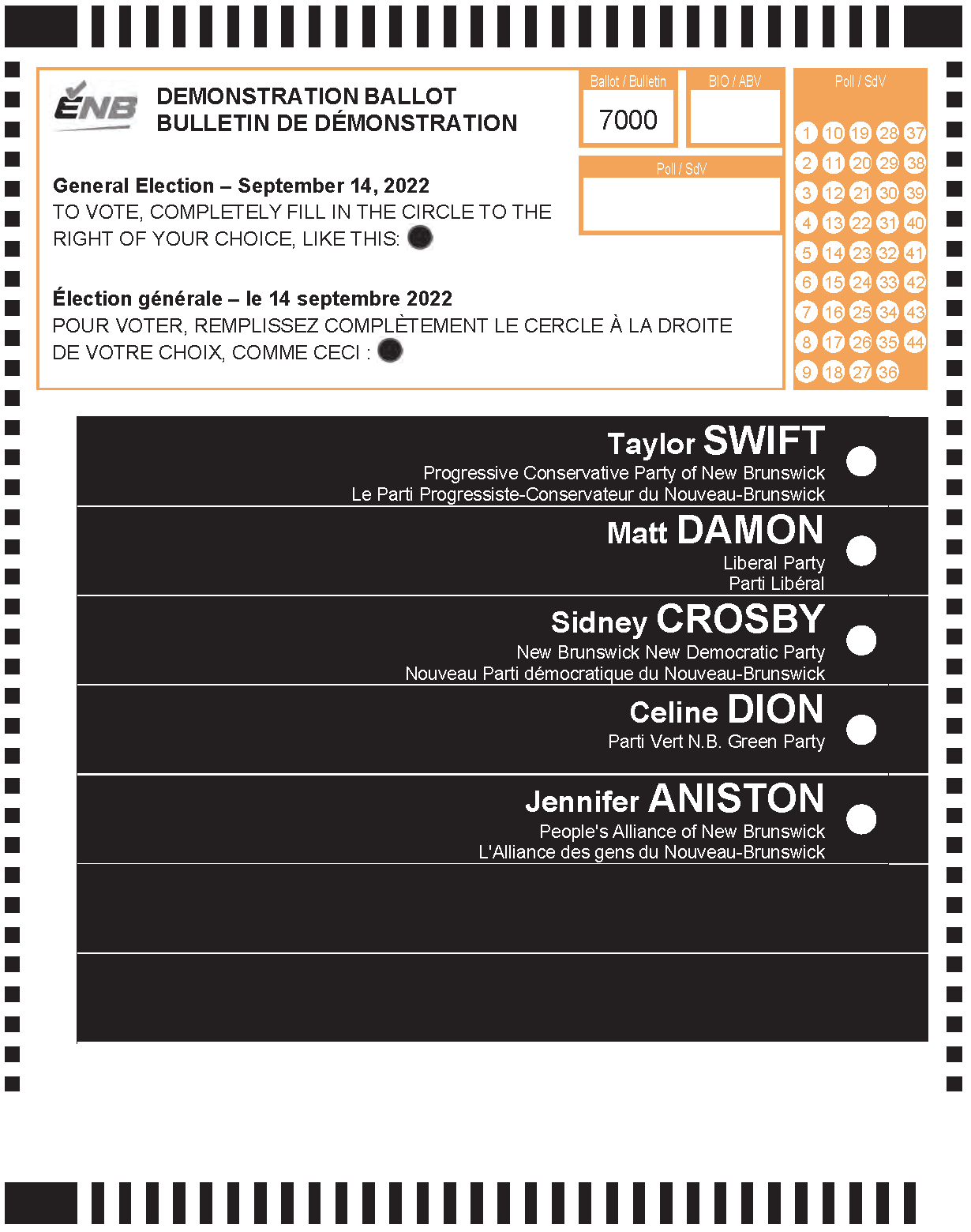 bulletin de vote pré-imprimé